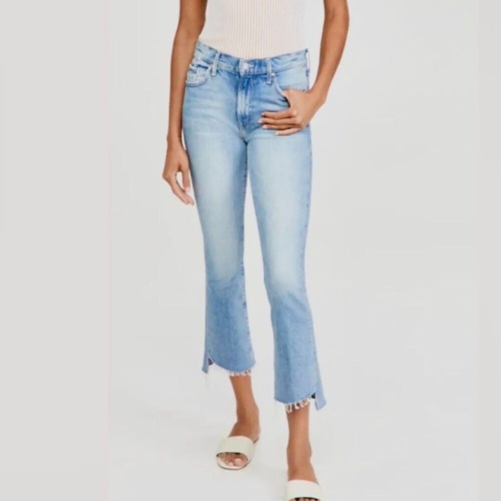 Mother Superior The Insider Crop Step Fray Confess Light Denim Designer Jeans